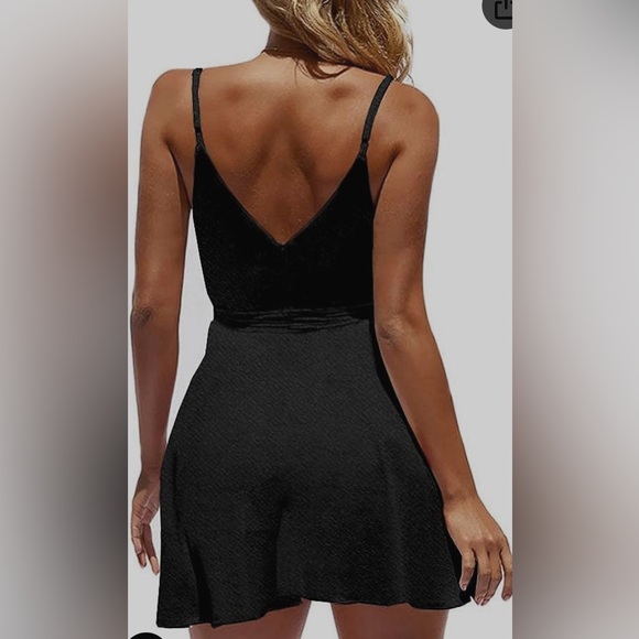 CASURESS  Summer V Neck Mini Dress Spaghetti Strap Skater Dresse with Belt - Picture 5 of 10